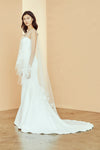 R328PO - Mid length poncho with cascading lace - Ivory, dress by color from Collection Accessories by Nouvelle Amsale