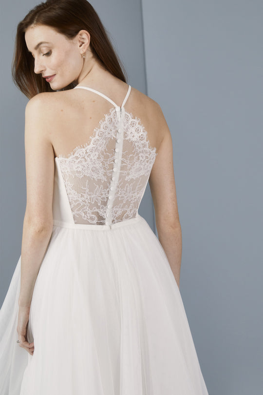 LW176 - Lace back tea length dress, $495, dress from Collection Little White Dress by Amsale