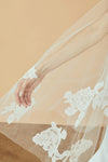 R328PO - Mid length poncho with cascading lace - Ivory, dress by color from Collection Accessories by Nouvelle Amsale