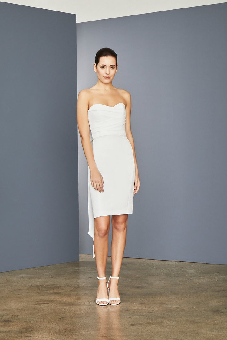LW150 - Bow Back Dress - Silk-White, dress by color from Collection Little White Dress by Amsale