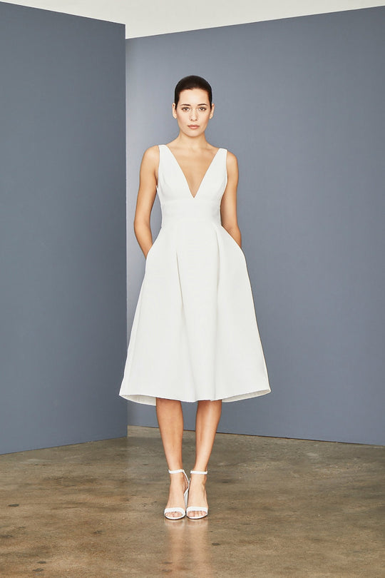 LW152 - Deep V-neck Dress, $385, dress from Collection Little White Dress by Amsale