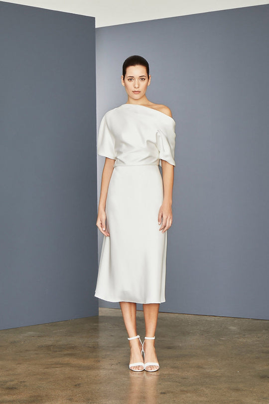 LW154 - Draped Bodice Dress, $385, dress from Collection Little White Dress by Amsale