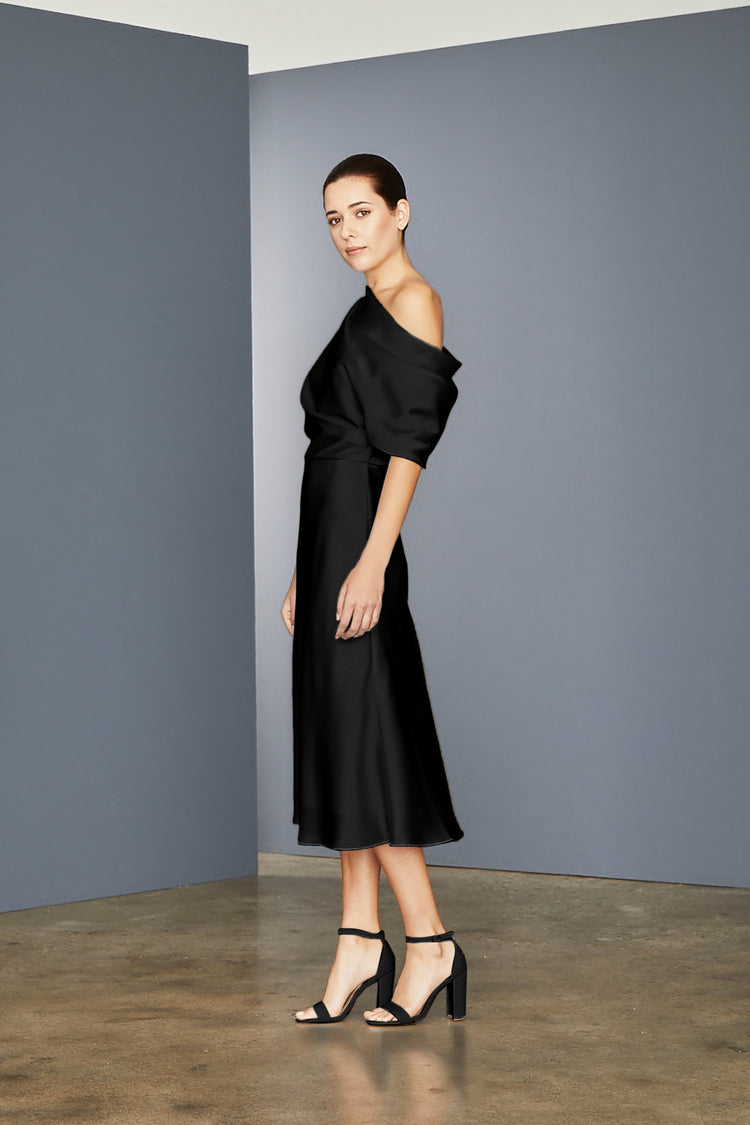 P391S - Draped Bodice Dress - Black, dress by color from Collection Evening by Amsale