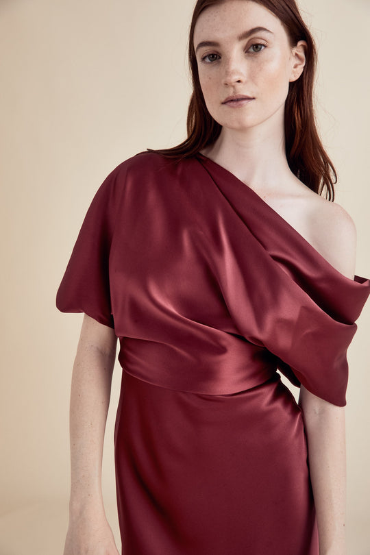 P391S - Draped Bodice Dress - Mauve, $385, dress by color from Collection Evening by Amsale