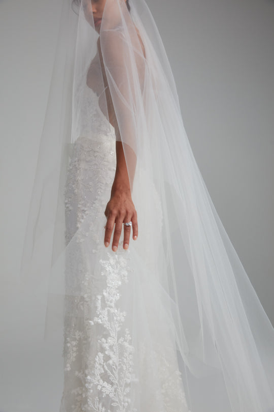 AVA846 - Embellished cathedral veil, $1,500, accessory from Collection Accessories by Amsale, Fabric: embellished-tulle
