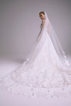 AVA805 - Jacquard Cathedral Veil - Silk-White, dress by color from Collection Accessories by Amsale