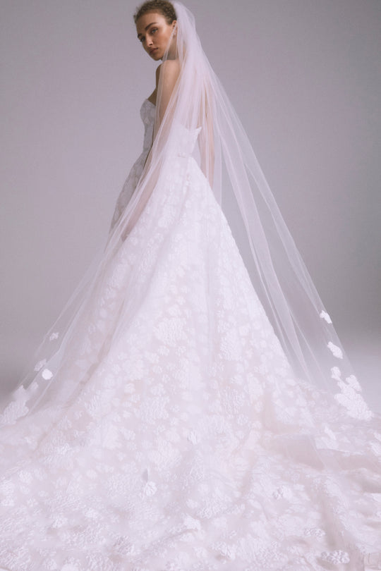 AVA805 - Jacquard Cathedral Veil, $990, accessory from Collection Accessories by Amsale