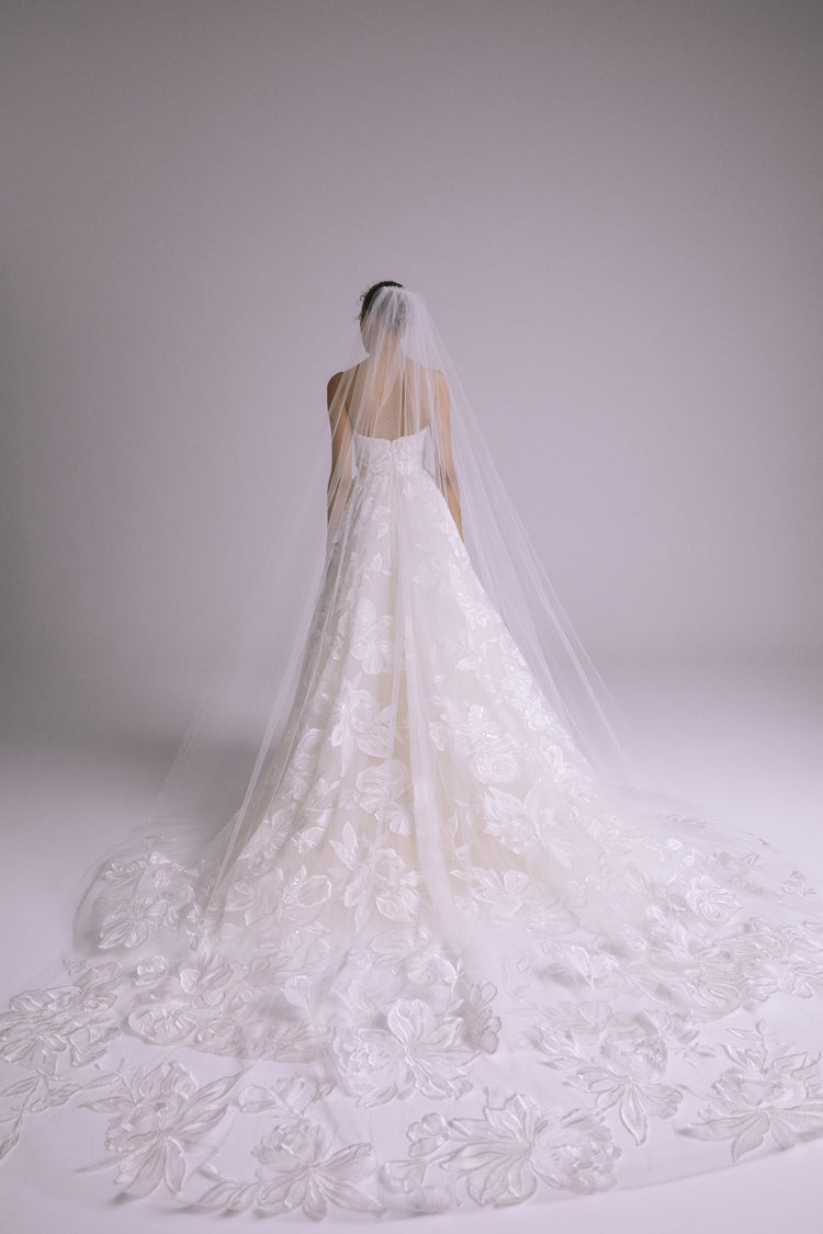 AVA821 - Oversized Floral Veil - Ivory, dress by color from Collection Accessories by Amsale