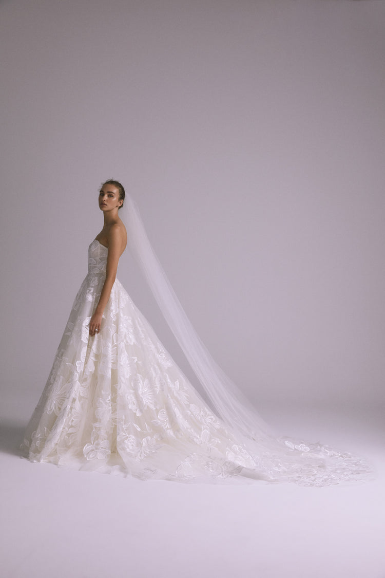 AVA821 - Oversized Floral Veil - Ivory, dress by color from Collection Accessories by Amsale