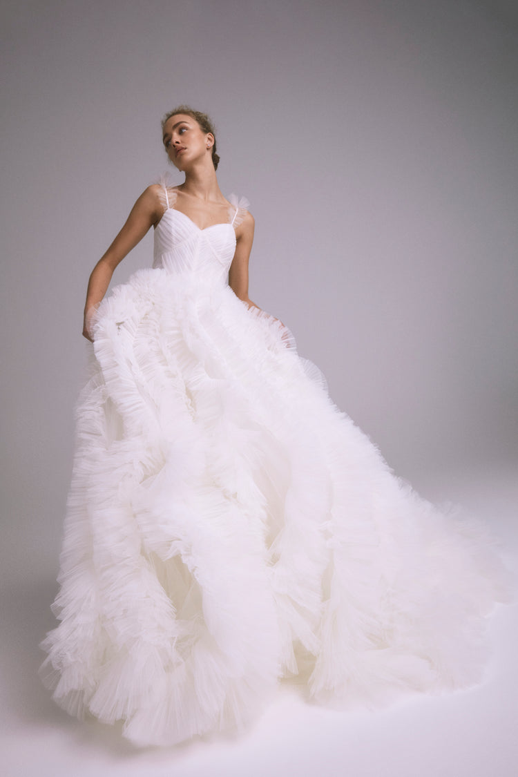 Kahlo, dress from Collection Bridal by Amsale, Fabric: faille