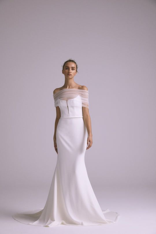 AS830 - Ruched tulle wrap, $450, accessory from Collection Accessories by Amsale