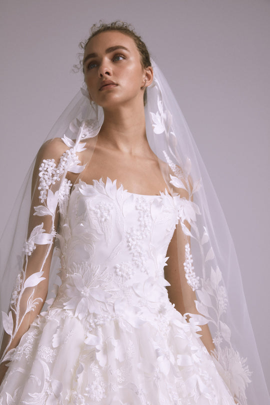 AVA817 - Embellished Floral Veil, $880, accessory from Collection Accessories by Amsale