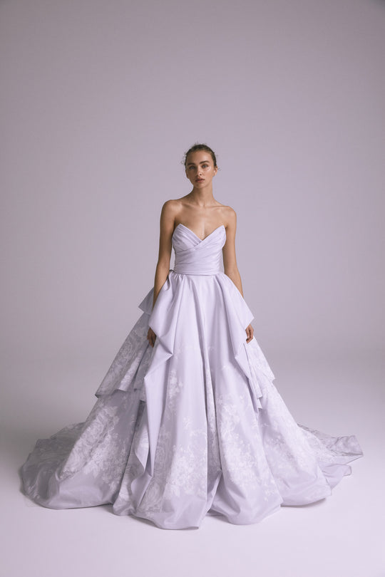 Tatum, $9,595, dress from Collection Bridal by Amsale, Fabric: taffeta