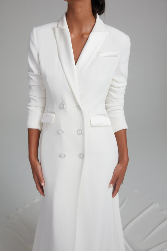 Soleil, $6,295, dress from Collection Bridal by Amsale, Fabric: italian-crepe-back-satin