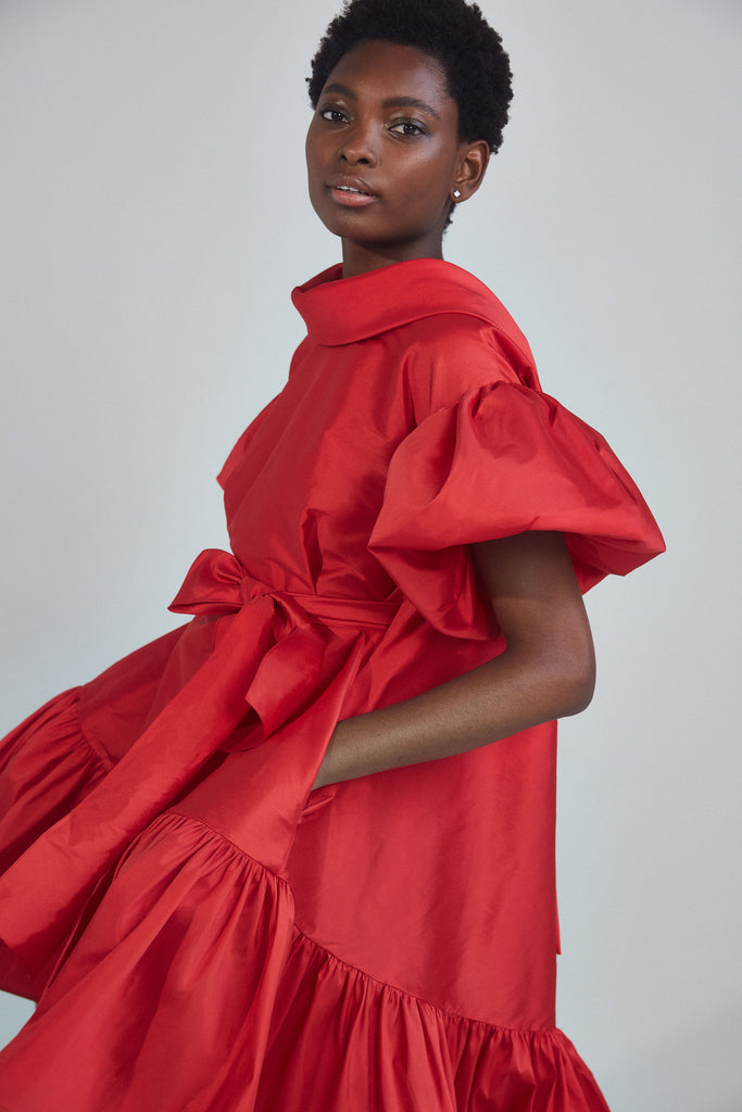 Product P388T - Taffeta Trapeze Dress - Red Image