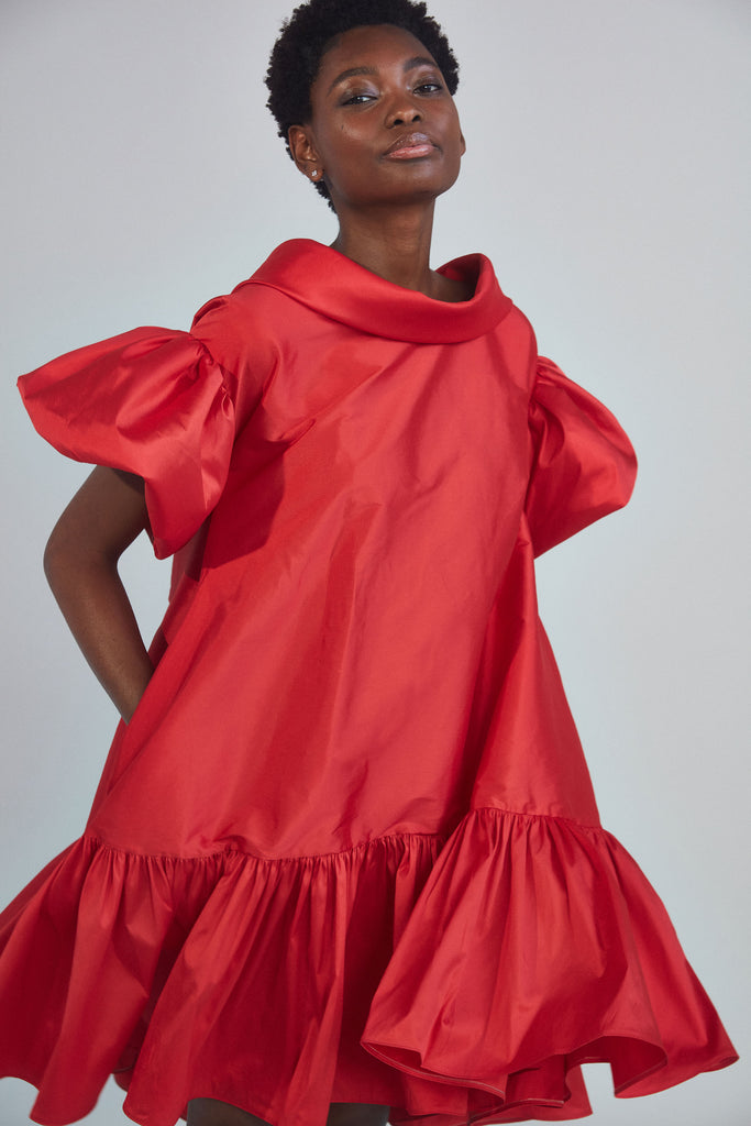 Product P388T - Taffeta Trapeze Dress - Red Image