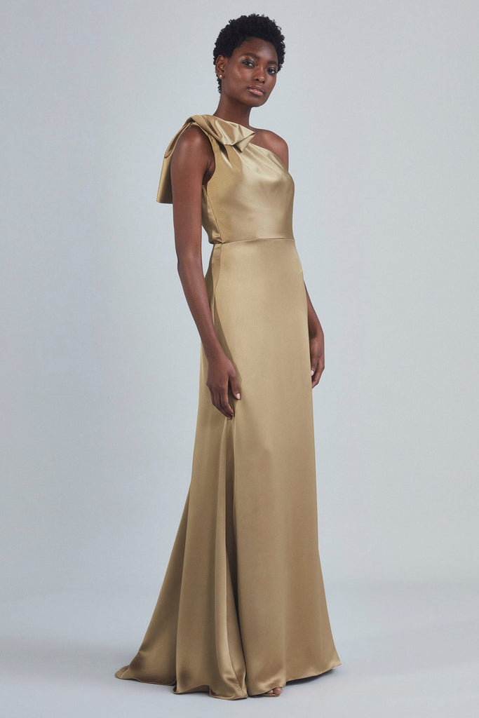 Product P395S - One-Shoulder Bow Gown - Cobalt Image