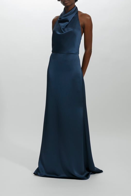 P441S - Cowl Neck Halter Gown, $550, dress from Collection Evening by Amsale, Fabric: fluid-satin
