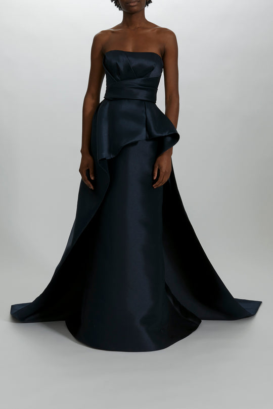 P457M - Peplum Train Gown, $1,295, dress from Collection Evening by Amsale, Fabric: mikado