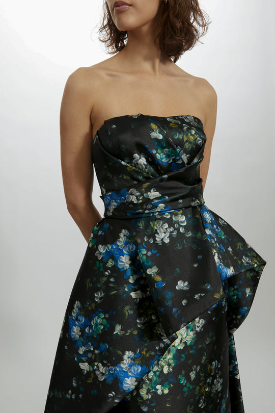 P475M - Printed Mikado Gown, $2,995, dress from Collection Evening by Amsale, Fabric: mikado