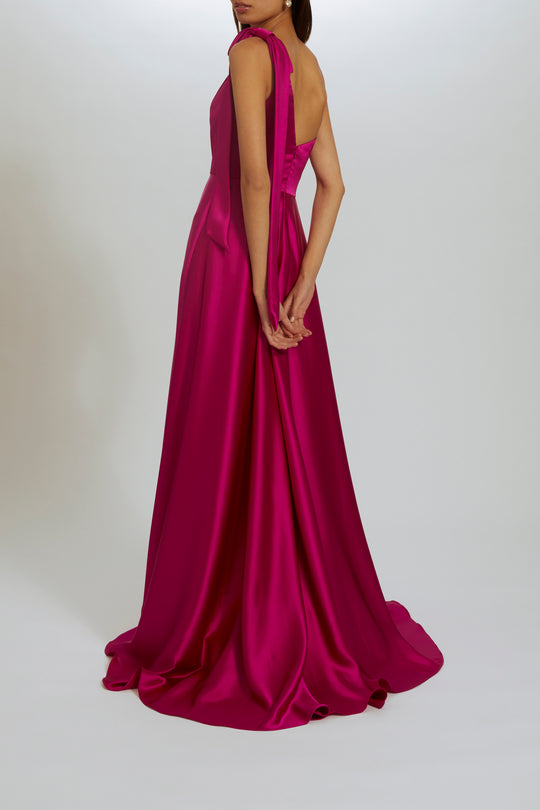 P538S - One-Shoulder A-line Gown, $895, dress from Collection Evening by Amsale, Fabric: fluid-satin