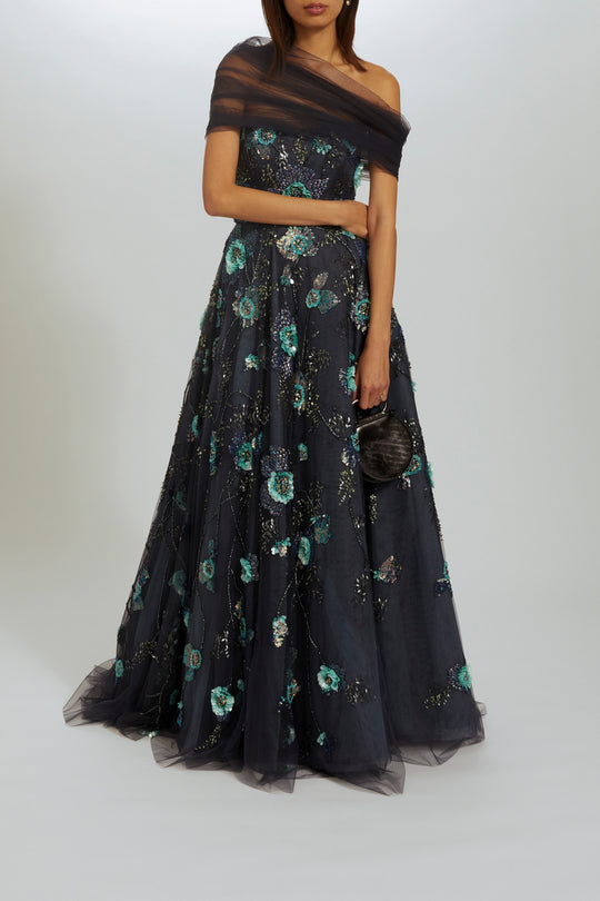 P539 - Hand-beaded floral gown, $6,995, dress from Collection Evening by Amsale, Fabric: beaded-floral-tulle