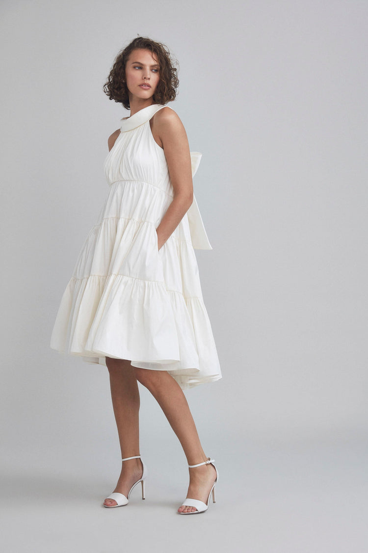 LW186 - Taffeta Tiered Trapeze Dress - Ivory, dress by color from Collection Little White Dress by Amsale