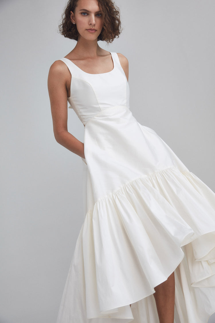 LW188 - Taffeta High-Low Hem Dress - Ivory, dress by color from Collection Little White Dress by Amsale