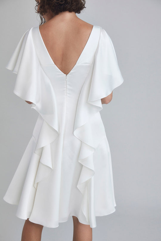 LW192 - Flutter Sleeve Ruffle Dress, $495, dress from Collection Little White Dress by Amsale