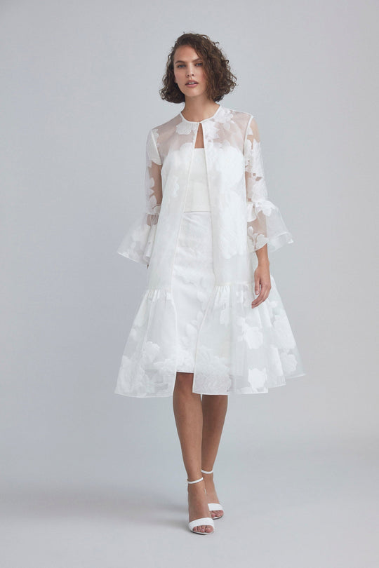 LW197 - Rose Fil-Coupe Coat, $750, dress from Collection Little White Dress by Amsale