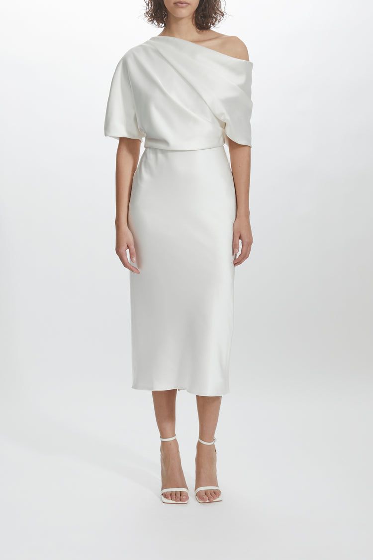 Image number 2: Slim Skirt Draped Bodice Dress, front view