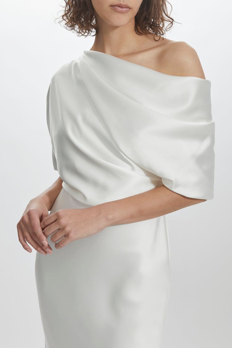 Image number 1: Slim Skirt Draped Bodice Dress, view 2