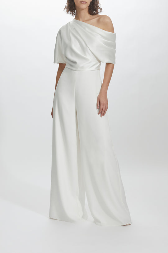 LW207 - Draped Bodice Jumpsuit, $595, dress from Collection Little White Dress by Amsale, Fabric: fluid-satin