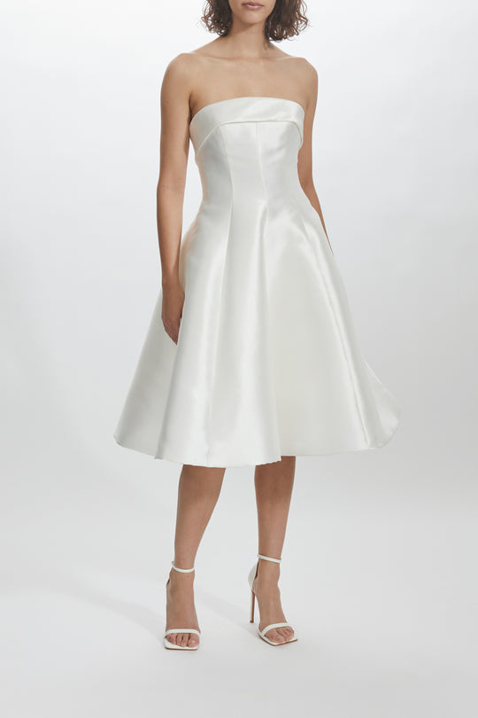 LW208 -Mikado Strapless Dress, $795, dress from Collection Little White Dress by Amsale, Fabric: mikado