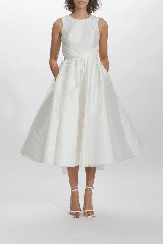 LW212 - Taffeta Boat Neck Dress, $875, dress from Collection Little White Dress by Amsale, Fabric: taffeta
