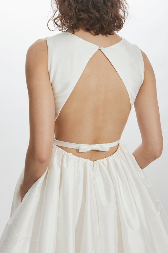 LW212 - Taffeta Boat Neck Dress, $875, dress from Collection Little White Dress by Amsale, Fabric: taffeta