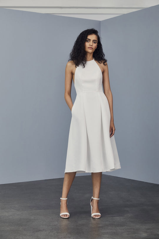 LW162 - High Neck Faille Dress, $385, dress from Collection Little White Dress by Amsale