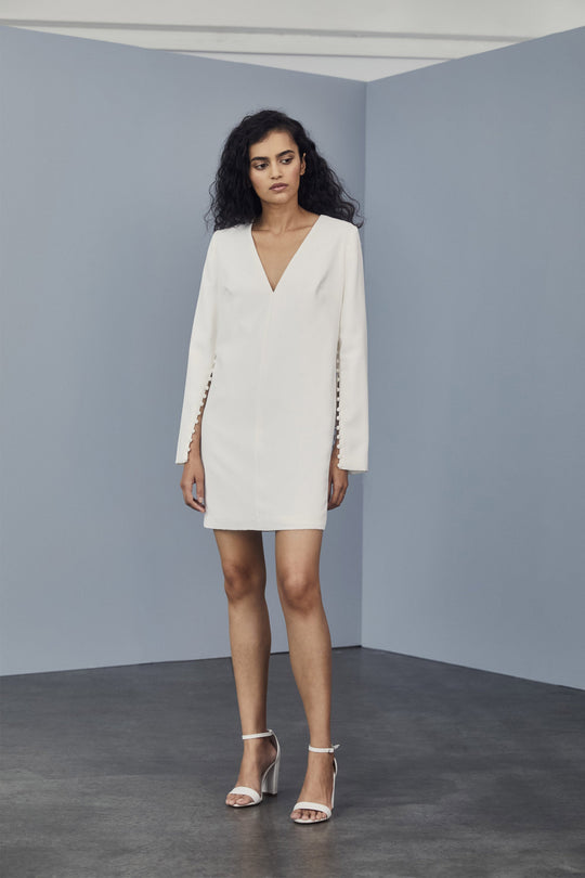LW169 - Crepe V-neck Shift Dress, $410, dress from Collection Little White Dress by Amsale
