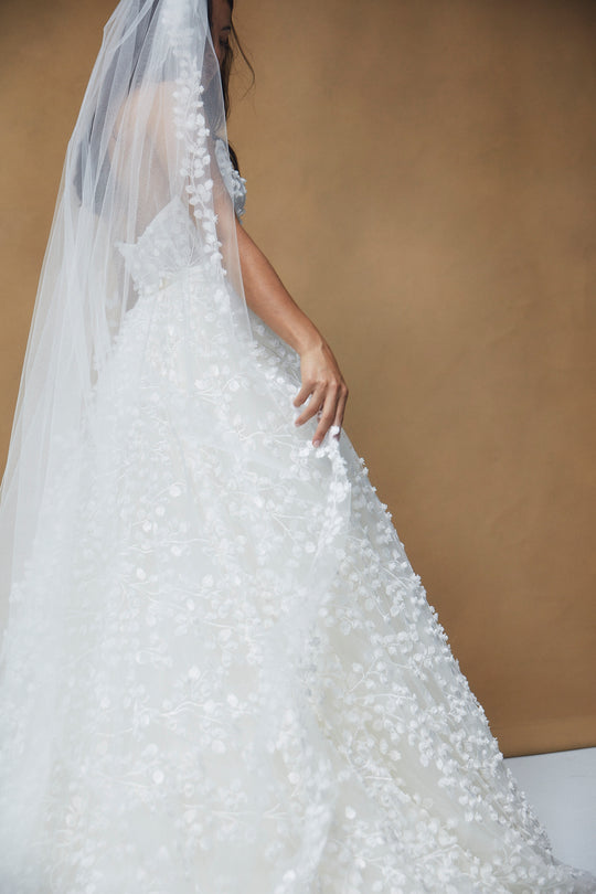 R394V - 3D Flower Veil, $595, accessory from Collection Accessories by Nouvelle Amsale