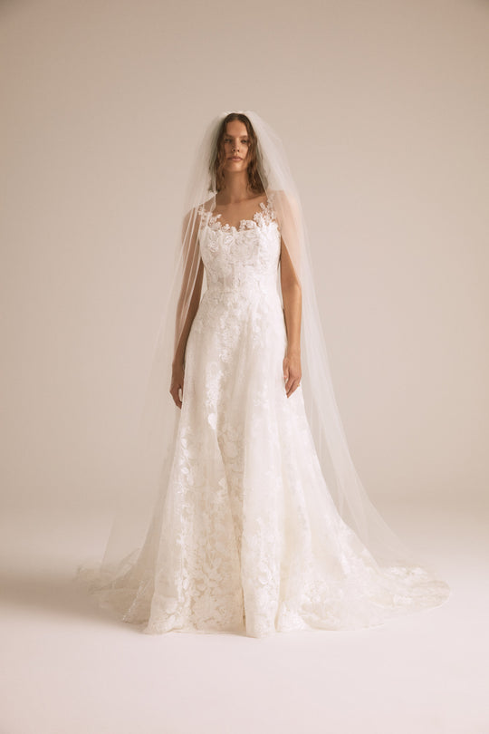 R405V - Lace Border Veil, $550, accessory from Collection Accessories by Nouvelle Amsale