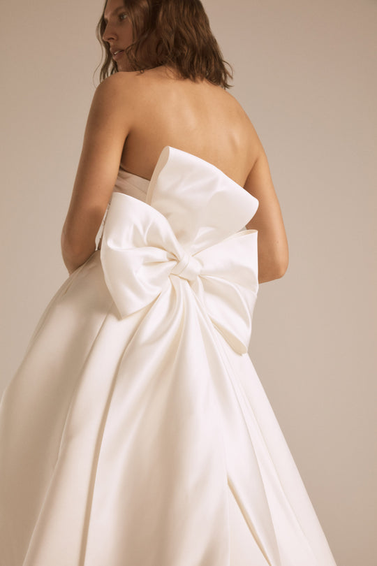 Atlas, $2,795, dress from Collection Bridal by Nouvelle Amsale, Fabric: duchess-satin