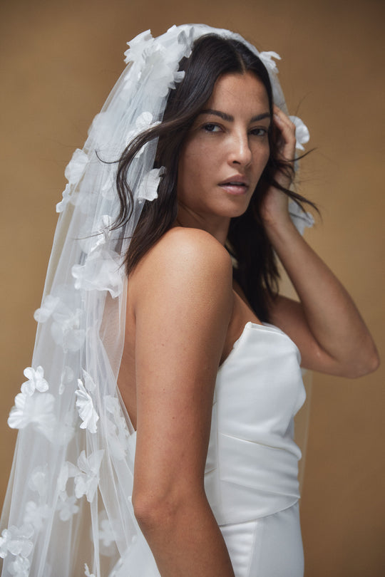 R390V - 3D Petal Veil, $595, accessory from Collection Accessories by Nouvelle Amsale